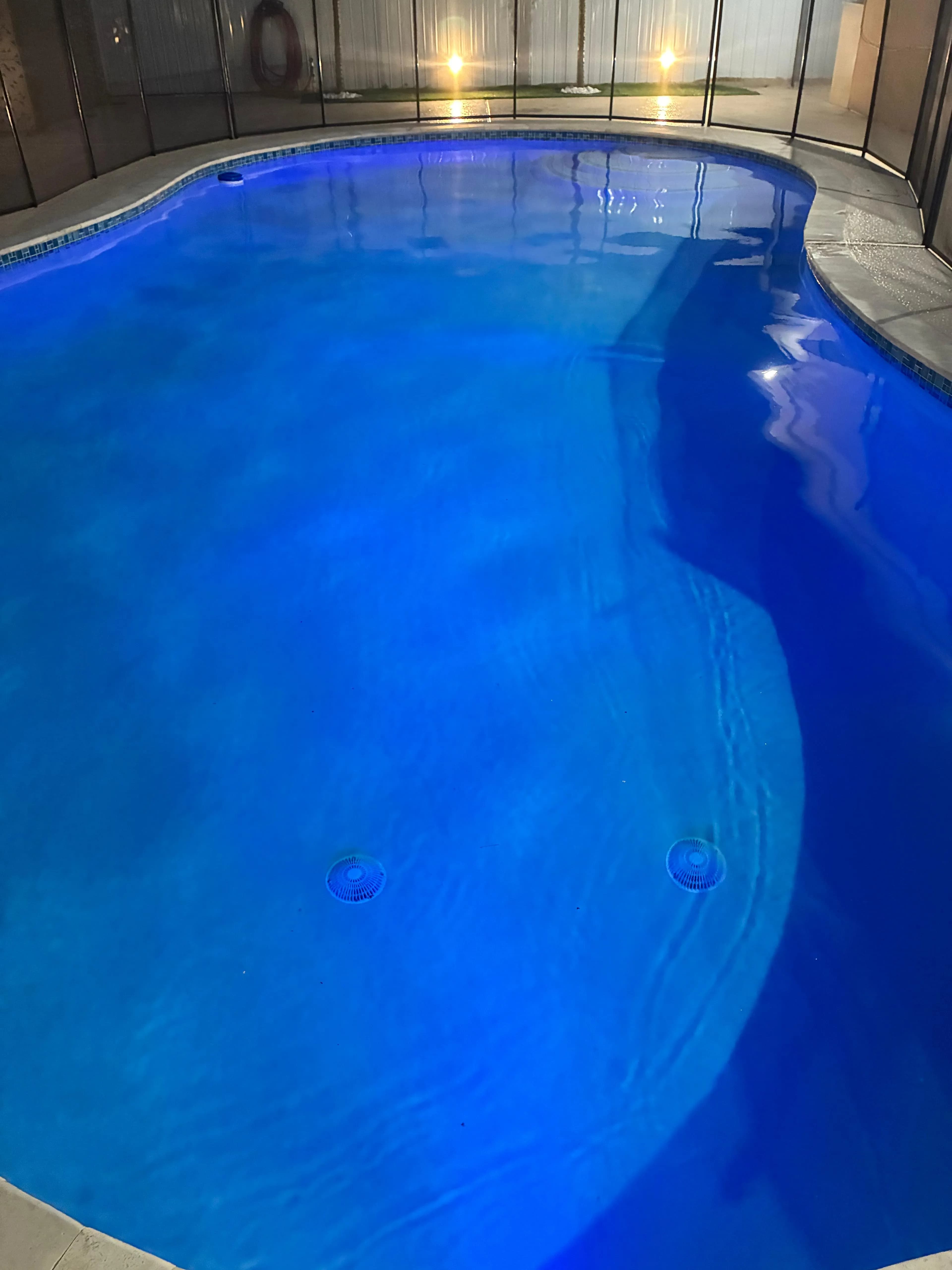 Screened Pool — Night Blue Lighting